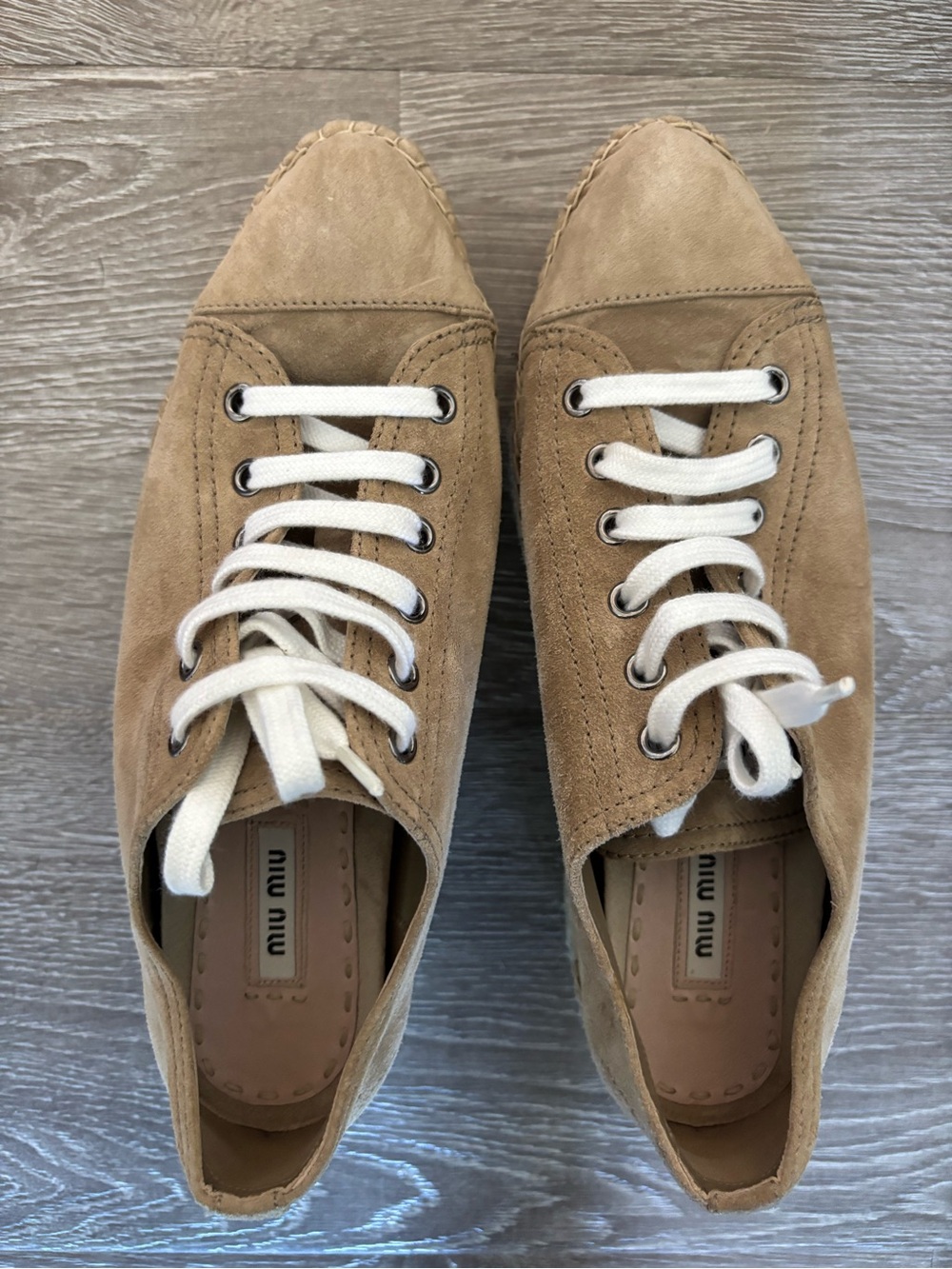 Miu Miu Tan Suede Lace-Up Women's Sneakers NWT